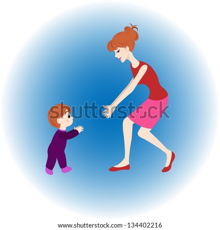 Baby and mother. Vector illustration