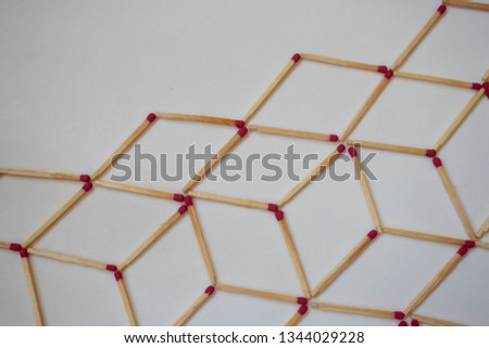 Matchsticks geometric pattern on a white background