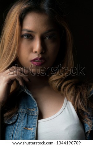 Beautiful Asian young lady model - close up