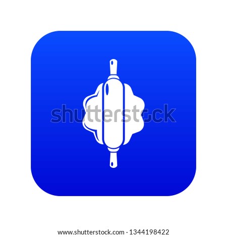 Dough rolling pin icon blue vector isolated on white background