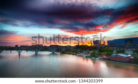 Knoxville, Tennessee skyline at sunset Royalty-Free Stock Photo #1344203399