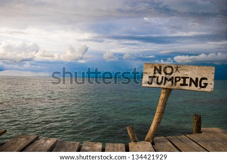 No Jumping Sign on a Dock in the Caribbean