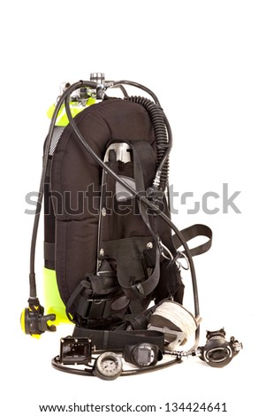 Diving equipment .Isolated on white. Royalty-Free Stock Photo #134424641