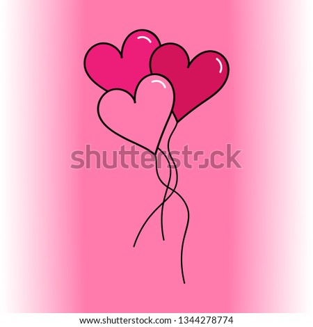 Illustration Of Heart Balloon Vector On Pink Background . Valentines Day Card