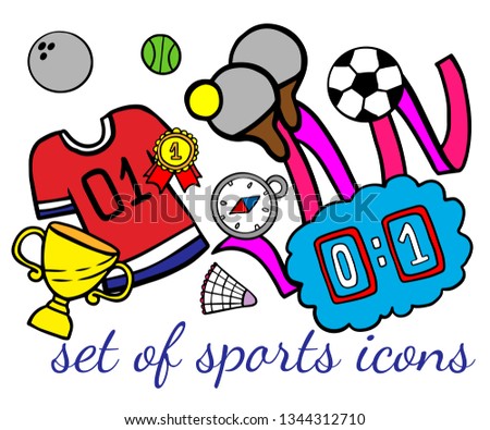 Doodle set of sport icons on a white background