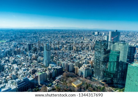 Japan cityscape bird eye view at noon