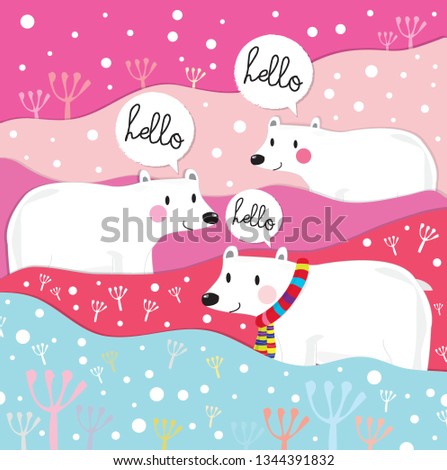 Pattern with Cute Polar bear vector illustration,Adorable pattern with funny  Polar bear,Funny colorful vector pattern with cute Polar bear,Hand drawn 