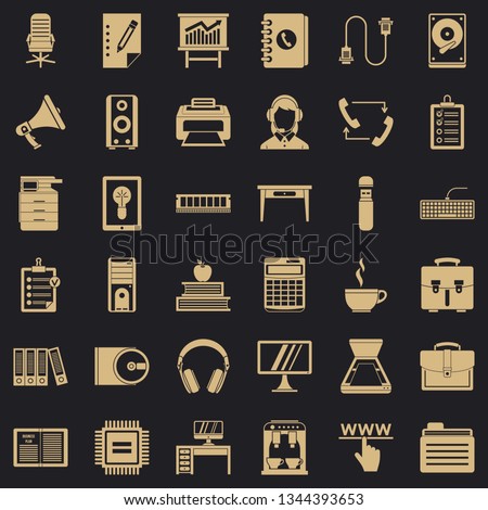 Work folder icons set. Simple style of 36 work folder vector icons for web for any design