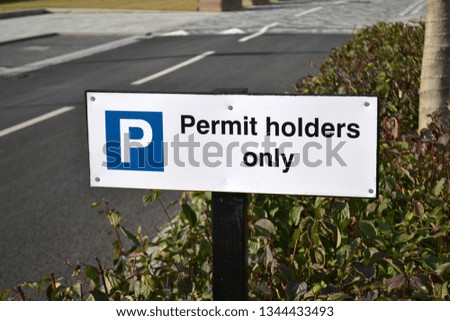 ‘Permit holders only’ parking sign- Image