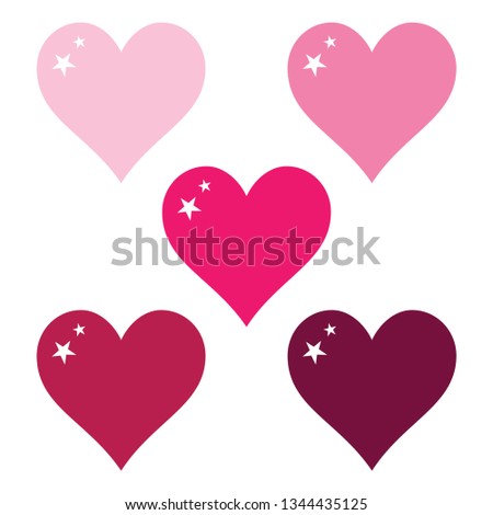 Pink set, hearts clipart, vector illustration