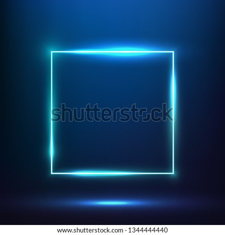 Glowing blue light square effect. Vibrant square neon frame. Blue square effect banner. Vector eps10 Royalty-Free Stock Photo #1344444440