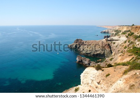 Beautiful picture of blue sea with mountains