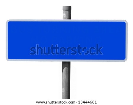 Wide blue blank sign isolated on a white background.