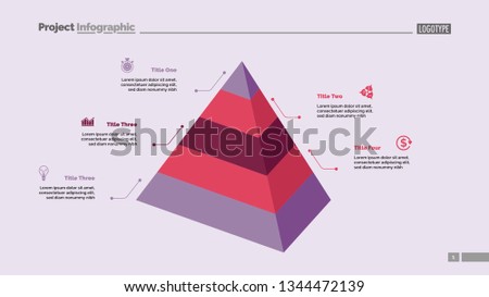 Five level pyramid chart. Diagram, slide, template. Creative concept for infographics, presentation, project, report. Can be used for topics like business, marketing, analysis