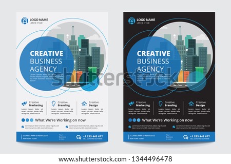 Corporate Business Flyer poster pamphlet brochure cover design layout background, two colors scheme, vector template in A4 size - Vector Royalty-Free Stock Photo #1344496478