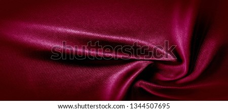 texture, red silk fabric panoramic photo. Silk Duke mood satin - beautiful and regal. It has a darker luster, then the usual satin on the one hand, has an average weight and has a more solid hand.