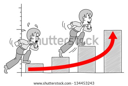 illustrated chart with businessman