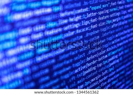 HTML code on laptop screen. Programming source code HTML for Web