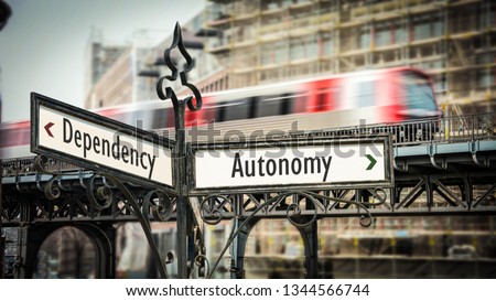 Street Sign to Autonomy Royalty-Free Stock Photo #1344566744