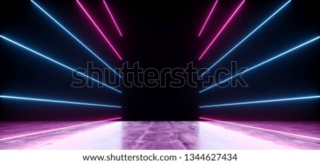 Neon Futuristic Background Cyber Retro Purple Pink Blue Ultraviolet Vibrant Glowing Horizontal Lines Shaped Fluorescent Luminous Elegant Alien Dance Stage Gallery Lights 3D Rendering Illustration