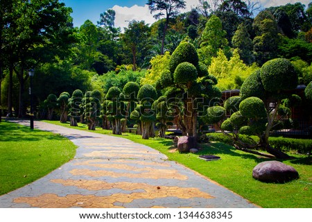 Perdana Botanical Garden - beautiful park in Kuala Lumpur, Malaysia Royalty-Free Stock Photo #1344638345