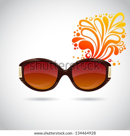 Realistic  trendy woman sunglasses on a colorful splash summer background
