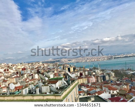 Istanbul city panorama shooting great images of buildings cloudy sky turquoise blue sea tourism travel vacation white wonderful contrast to Turkey Istanbul aerial shots.