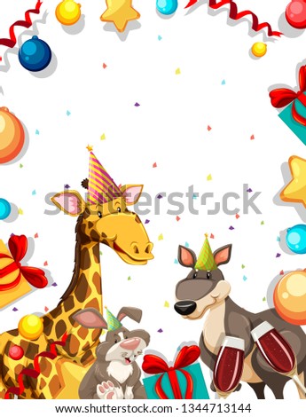 Animal on party frame illustration