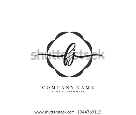 FJ handwriting initial  logo vector