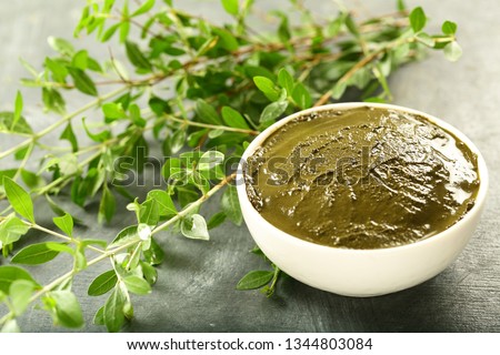 Fresh made henna cream - a herbal natural hair dye , used in skin care as well.