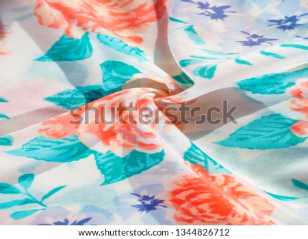 texture pattern cotton fabric. Flowers roses on a white background. It is very versatile and ideal for processing designs, projects, wallpapers, accent your projects with this fabric will be the best