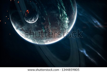 Deep space planets, science fiction imagination of cosmos landscape. Elements of this image furnished by NASA