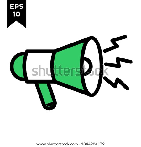 megaphone line outline with green color new icon designs logo vector illustration template