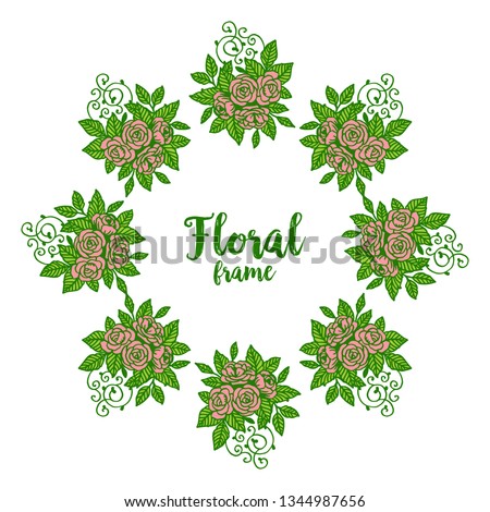 Vector illustration decor artwork green leafy floral frame hand drawn