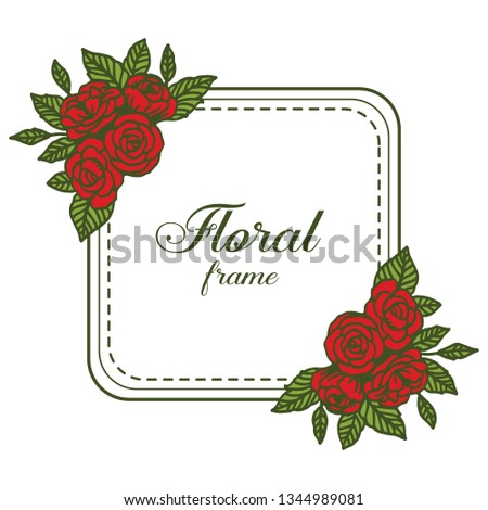 Vector illustration vintage card design with rose floral frames blooms hand drawn