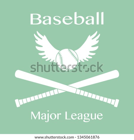 Vector illustration with baseball bats, ball with wings. Sports background. Design for banner, poster or print.