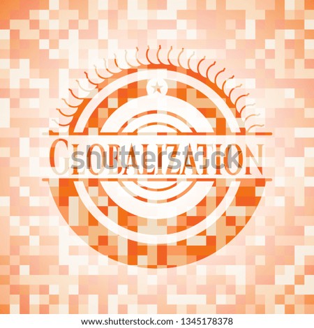 Globalization orange mosaic emblem