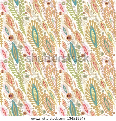 Seamless vector pattern with peacock, Peafowl, Pavo, Pavonine tail  feathers on white background