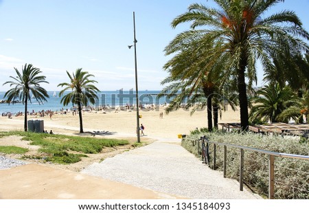 Access to the beach of Barceloneta in Barcelona, Catalunya, Spain
