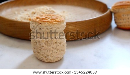 Proskura, prosphora liturgical bread with particles seized, used during worship in the Orthodox Church