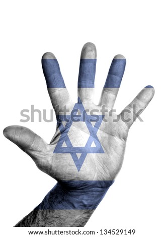 Israel flag on open hand