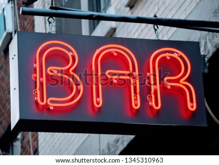 Neon Sign Bar in an Urban Environment