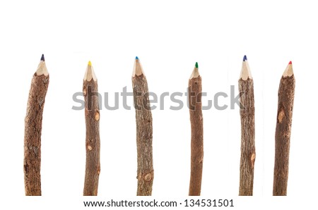  Wooden color pencils isolated on a white background