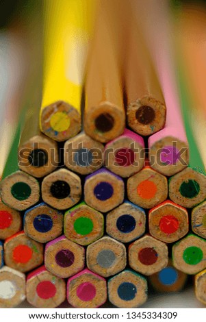 closeup of the Colored pencil. Macro photography.