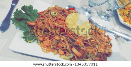 This is the pic of chowmein that is topped with pineapple. This pic is for food lovers