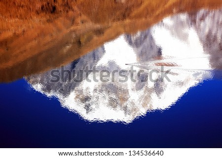 Abstract lake reflexion in Cordiliera Huayhuash, Peru, South America