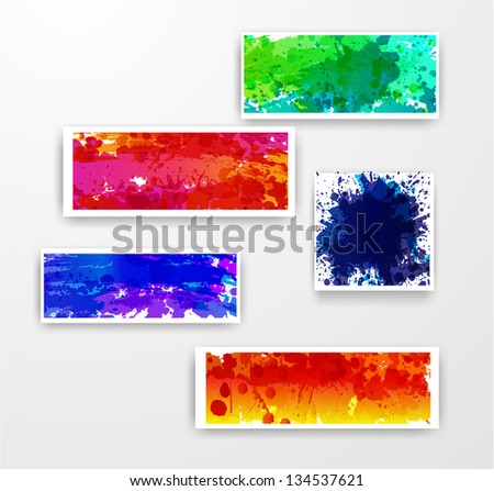 Set of vector inky colorful banners