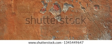 Brown color, painted and faded wall texture grunge background, banner