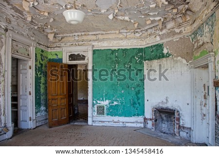Ohio State Reformatory historic state prison guard room Royalty-Free Stock Photo #1345458416