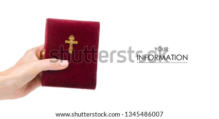 Icons faith bible in hand pattern on white background isolation